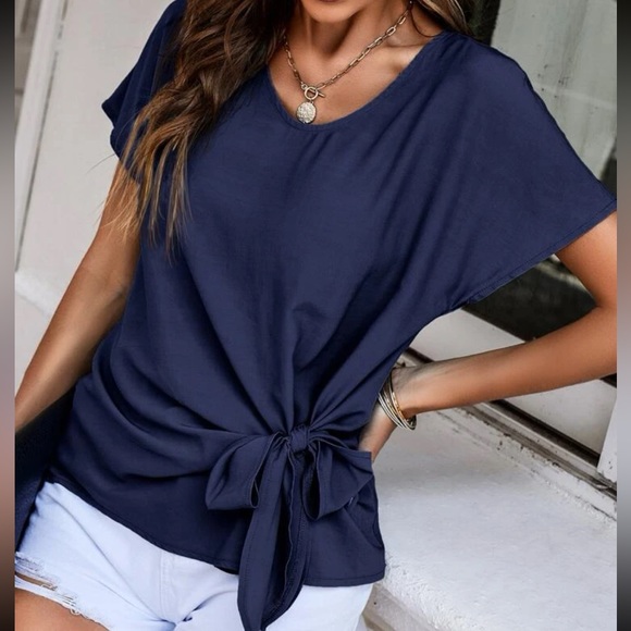 Boho batwing sleeve knot side blouse - Picture 15 of 15